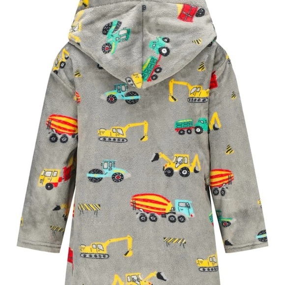 Kids Construction Print Hooded Robe - Picture 2 of 4
